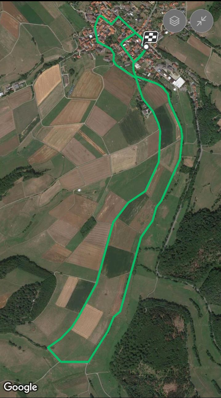 Sat Bild der 5 km Strecke grün eingezeichnet